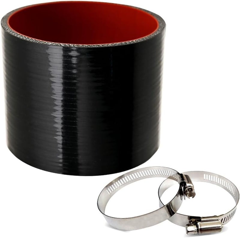 KDP 3.5" ID Straight Silicone Hose Coupler with 2 SS304 Worm Clamps, High Temp 4-Ply Reinforced 5MM Wall 3.0" Length(Qty 1) For Pipes Connecting… - Image 1